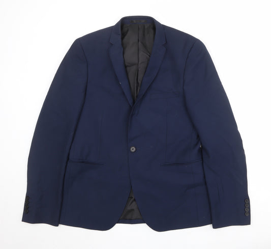 Burton Mens Blue Polyester Jacket Suit Jacket Size 40 Regular