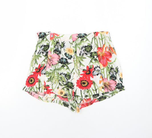 Somedays Lovin Womens Multicoloured Floral Viscose Hot Pants Shorts Size XS Regular Zip