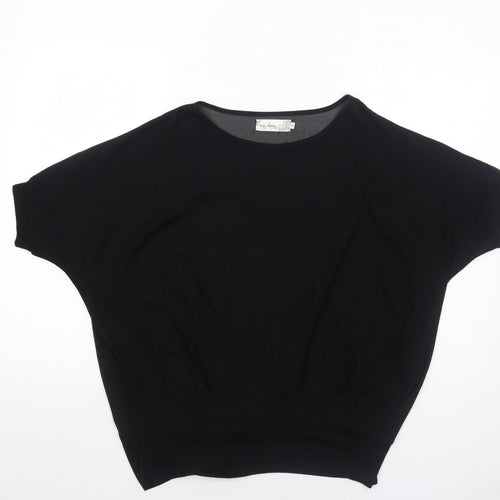 Voulez-Vous Womens Black Viscose Basic T-Shirt Size M Round Neck
