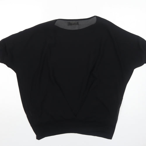 Voulez-Vous Womens Black Viscose Basic T-Shirt Size M Round Neck