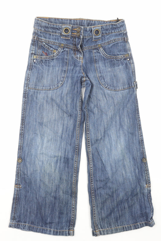 NEXT Boys Blue Cotton Wide-Leg Jeans Size 8 Years Regular Zip