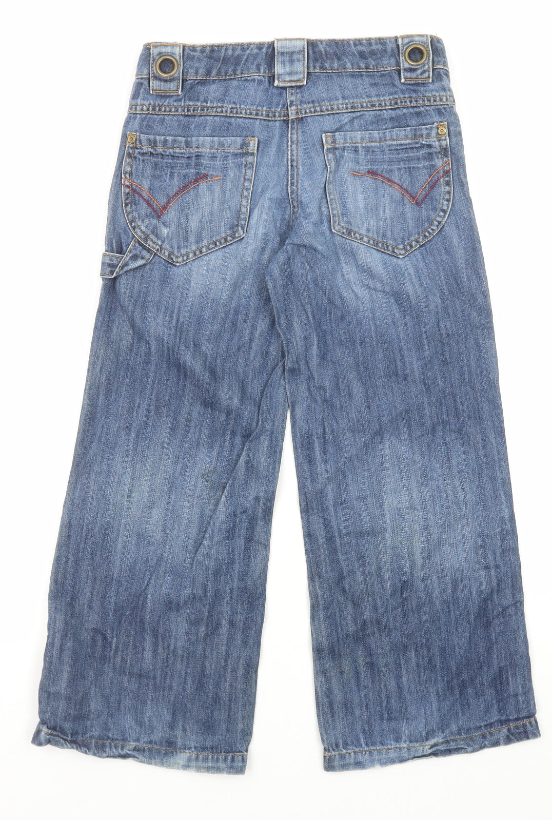 NEXT Boys Blue Cotton Wide-Leg Jeans Size 8 Years Regular Zip