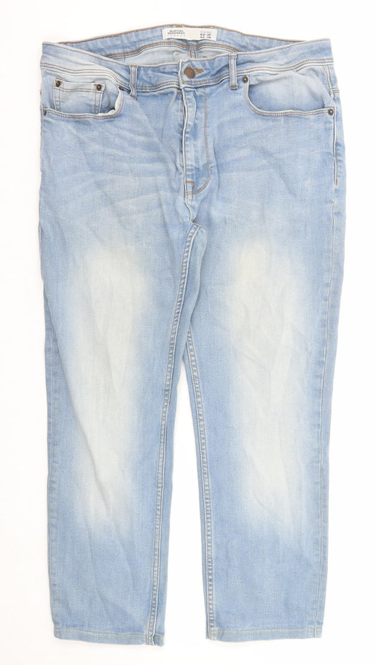 Burton Mens Blue Cotton Straight Jeans Size 38 in L30 in Regular Zip