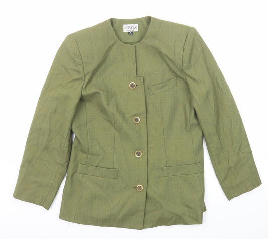 Kasper Womens Green Jacket Blazer Size 8 Button