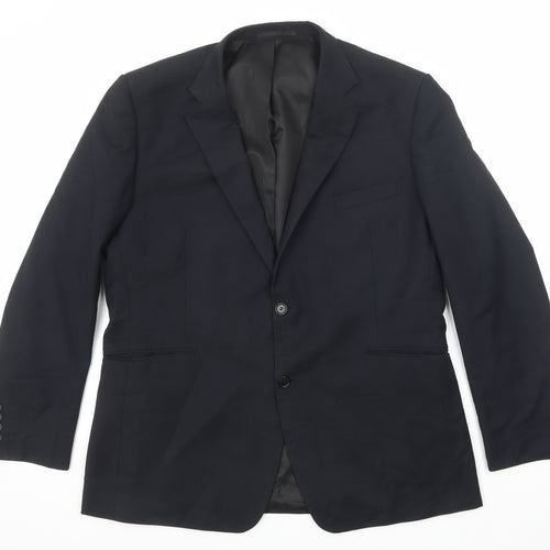 Terry de Havilland Mens Black Polyester Jacket Suit Jacket Size 46 Regular