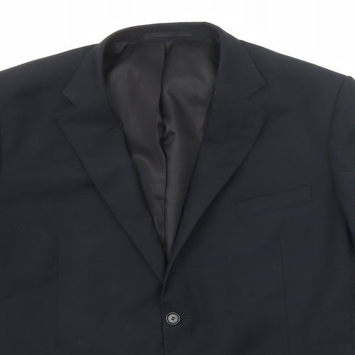 Terry de Havilland Mens Black Polyester Jacket Suit Jacket Size 46 Regular