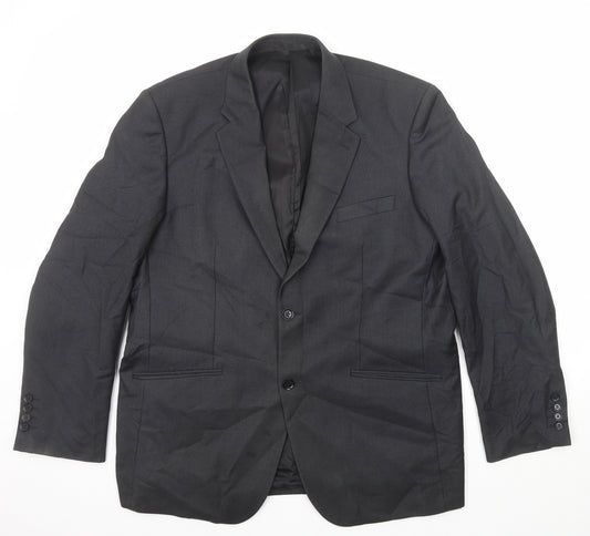 Terry de Havilland Mens Grey Polyester Jacket Suit Jacket Size 46 Regular