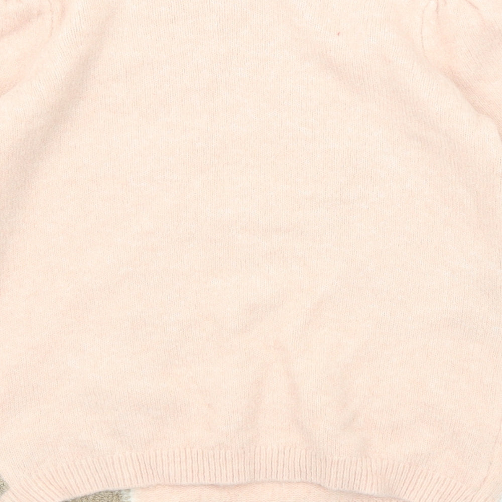 NEXT Girls Pink Mock Neck Acrylic Pullover Jumper Size 11 Years Pullover - Reindeer