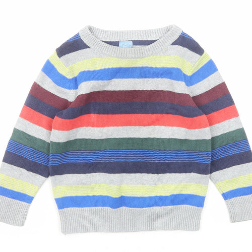 Gap Boys Multicoloured Round Neck Striped Cotton Pullover Jumper Size 3 Years Pullover