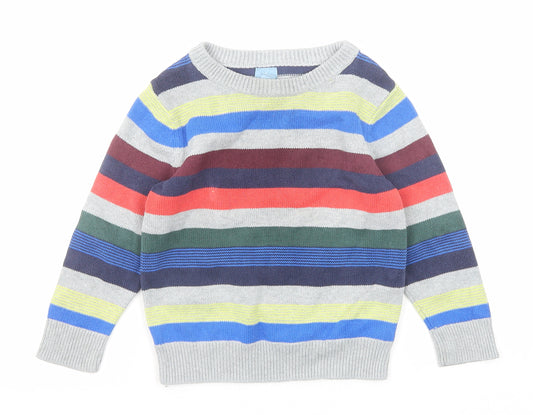 Gap Boys Multicoloured Round Neck Striped Cotton Pullover Jumper Size 3 Years Pullover