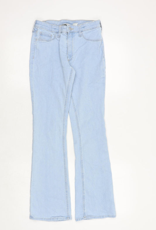 H&M Girls Blue Cotton Bootcut Jeans Size 12-13 Years Regular Zip
