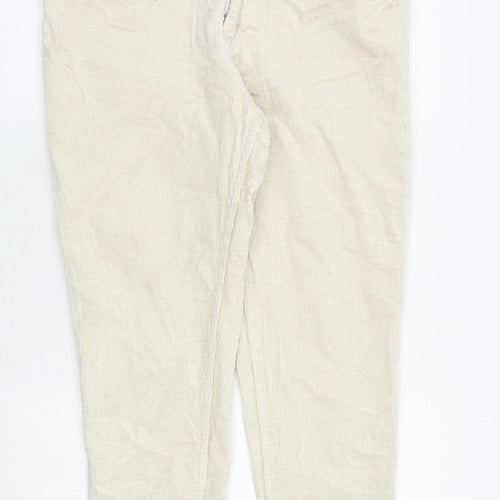 Monki Womens Beige Cotton Trousers Size 16 Regular Zip