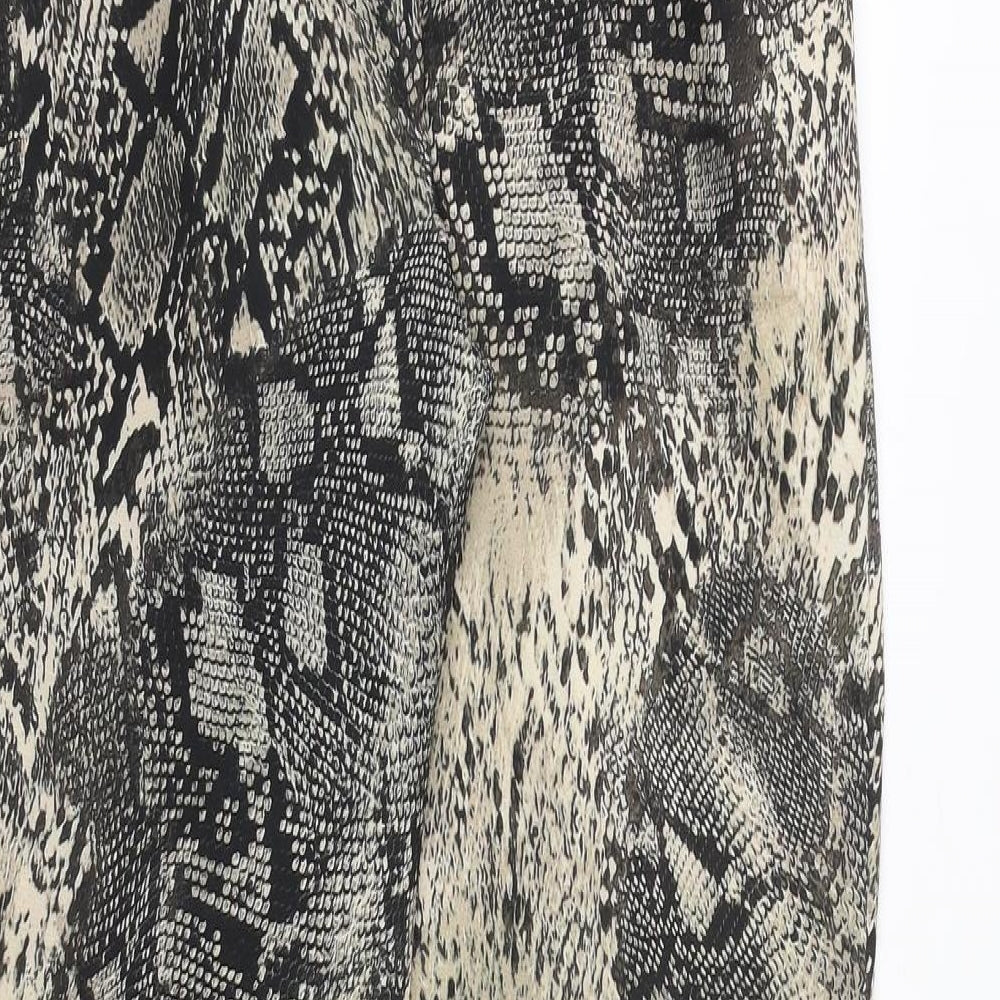 ELVI Womens Brown Animal Print Polyester Carpenter Trousers Size 18 Regular Buckle - Snakeskin Pattern
