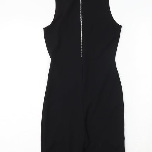 PRETTYLITTLETHING Womens Black Polyester Unitard One-Piece Size 4 Zip