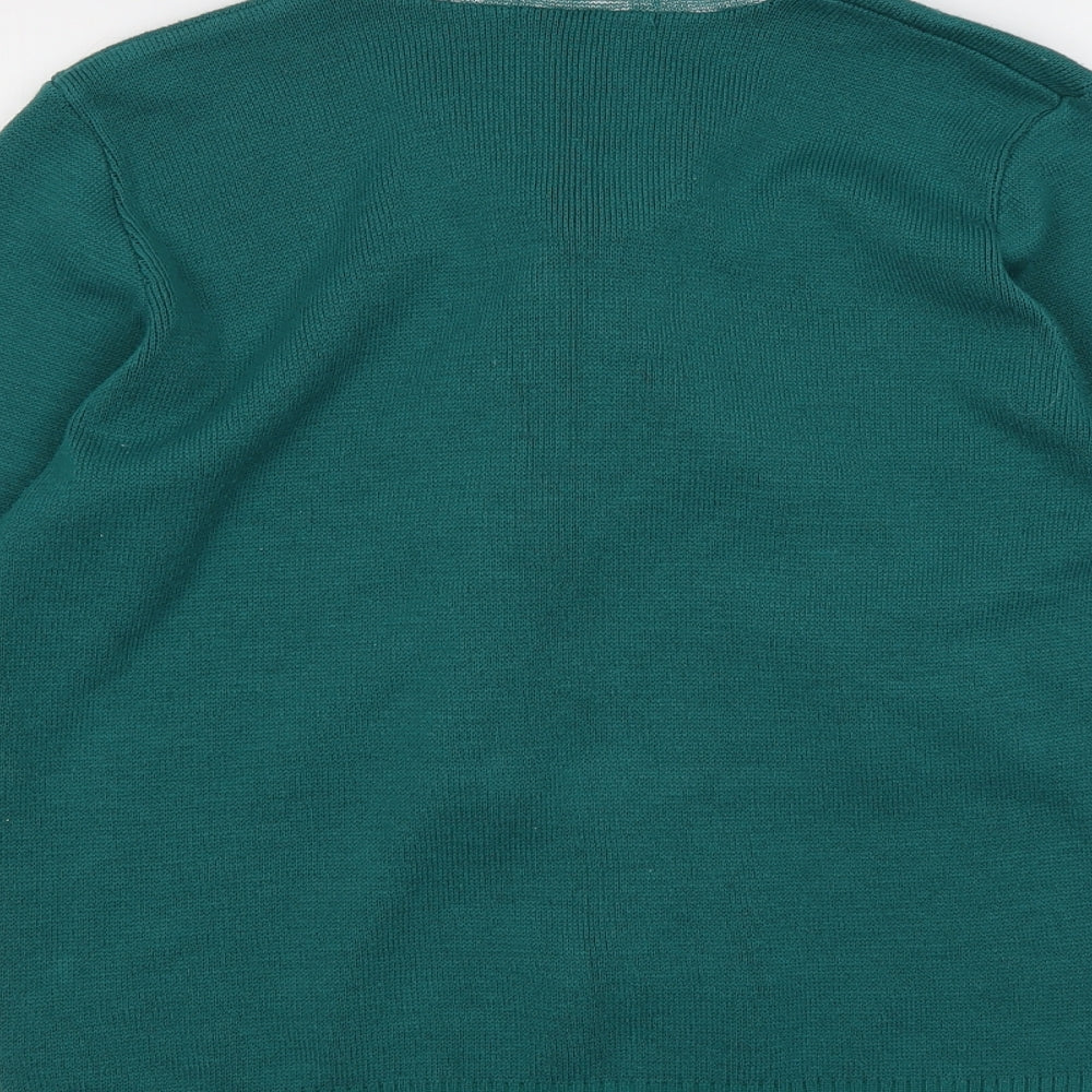 Autonomy Womens Green V-Neck Acrylic Pullover Jumper Size M - Scarf Neck Detail