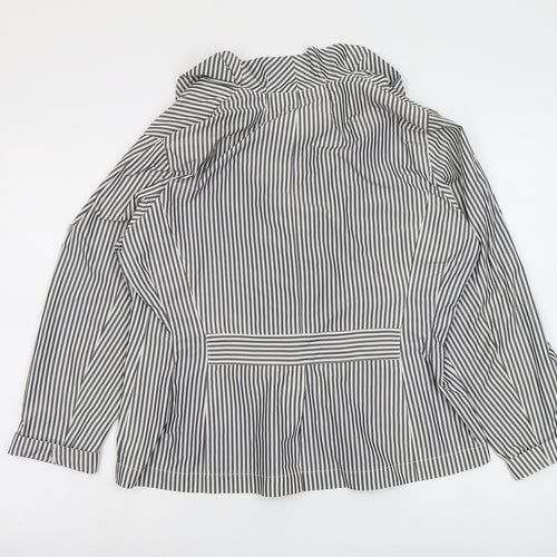 Leardini Womens Black Striped Jacket Blazer Size 18 Button