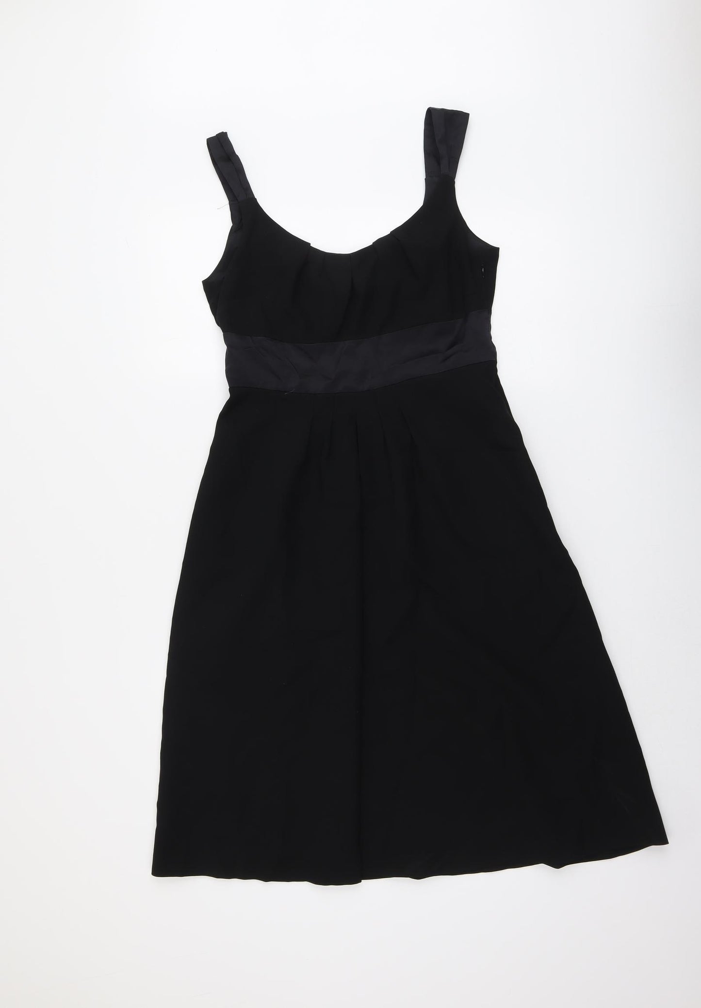 Linea Womens Black Polyester Skater Dress Size 10 Round Neck Zip