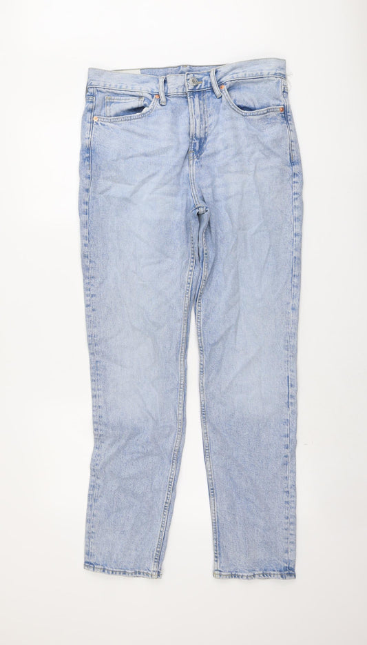 H&M Mens Blue Cotton Straight Jeans Size 31 in L32 in Regular Button