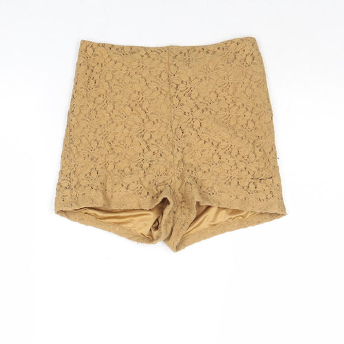 FOREVER 21 Womens Brown Nylon Hot Pants Shorts Size XS Regular Zip