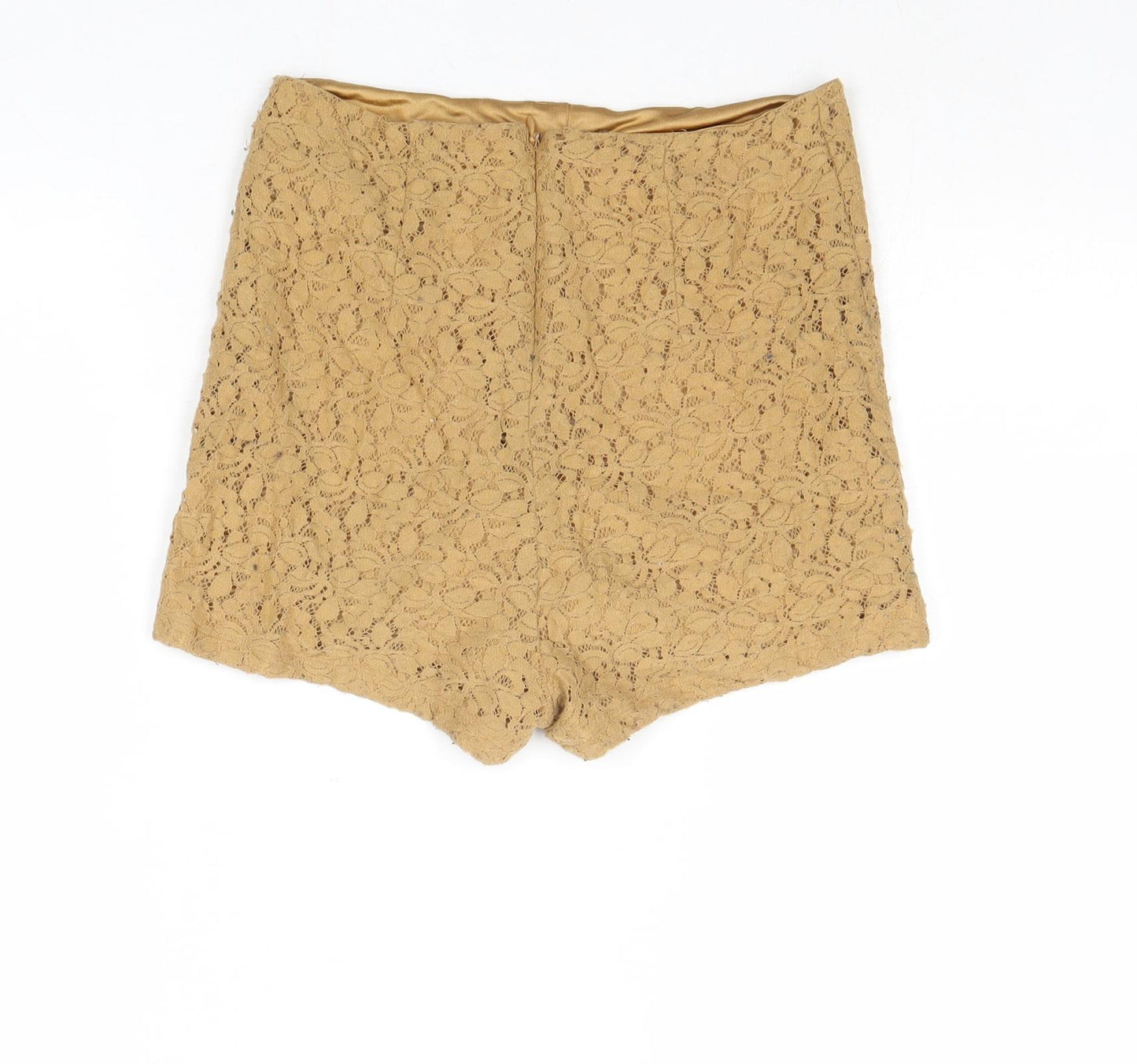 FOREVER 21 Womens Brown Nylon Hot Pants Shorts Size XS Regular Zip