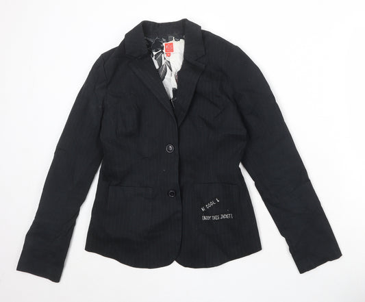Miss Captain Womens Black Cotton Jacket Suit Jacket Size 10