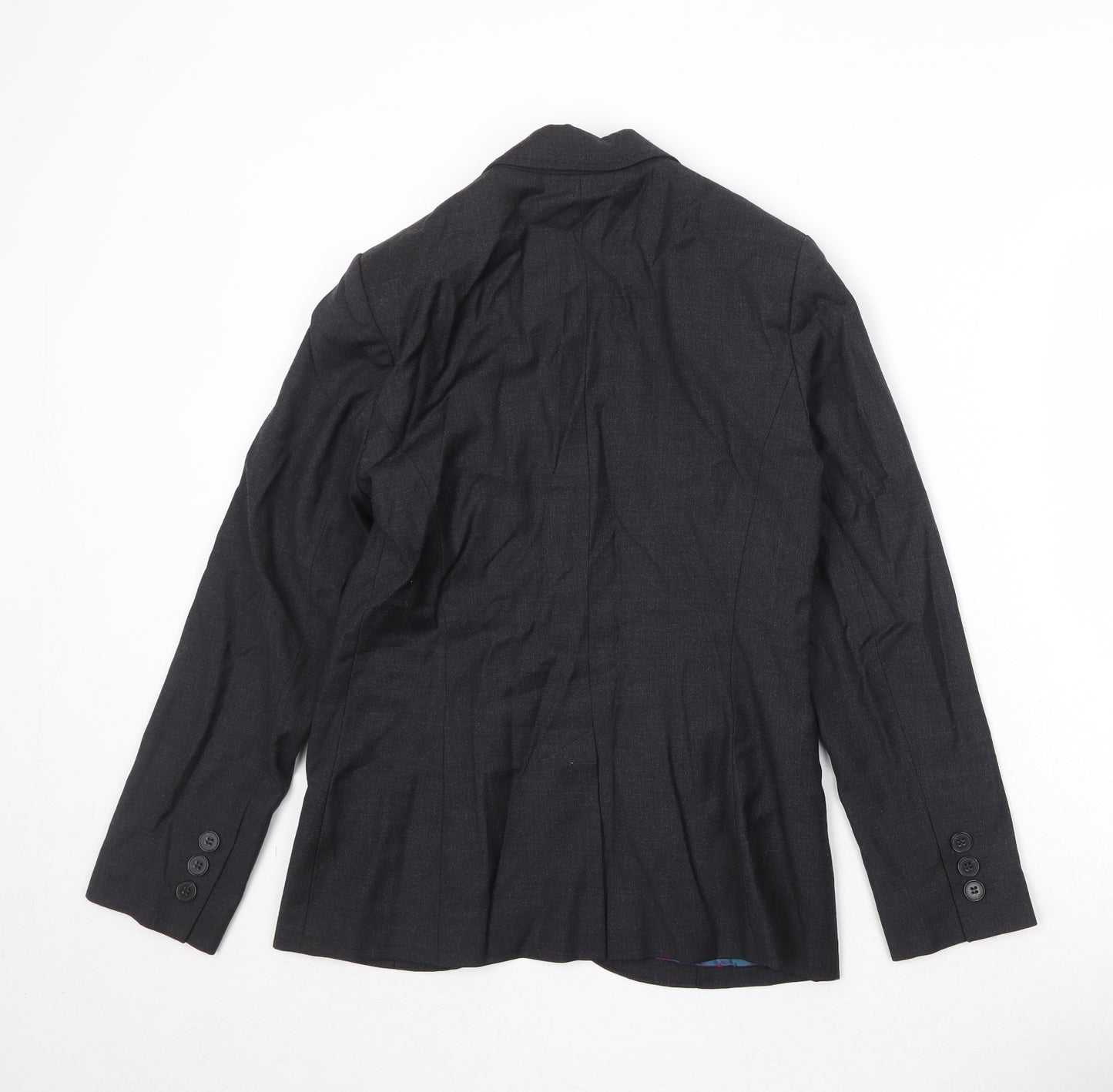 Marks and Spencer Womens Black Herringbone Wool Jacket Blazer Size 10