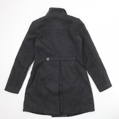 Zara Womens Black Overcoat Coat Size M Button