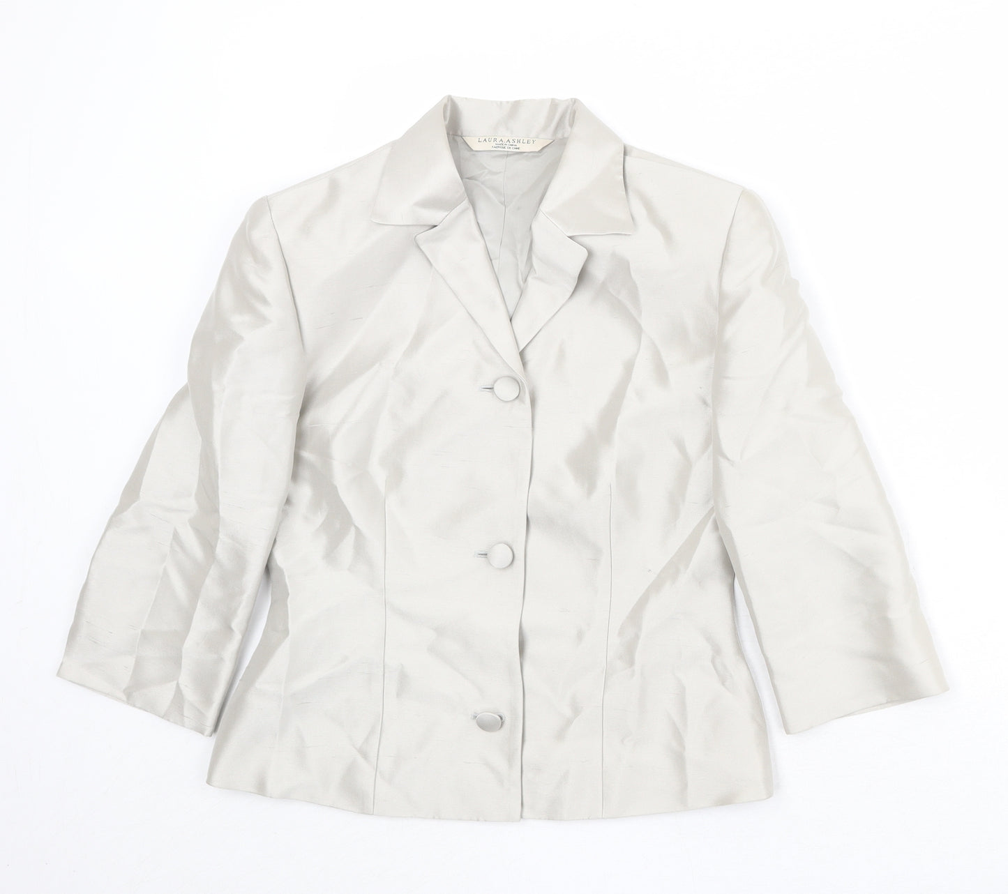 Laura Ashley Womens Grey Silk Jacket Blazer Size 8