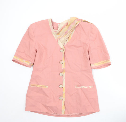 First Avenue Womens Pink Viscose Jacket Blazer Size 14 - Scarf Neck Detail