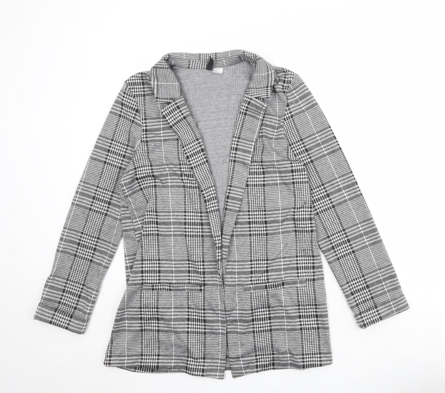 Divided Womens Black Plaid Polyester Jacket Blazer Size S - Open