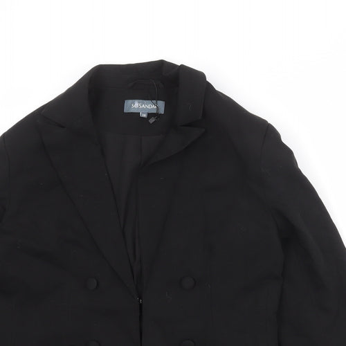 SOSANDAR Womens Black Polyester Jacket Blazer Size 10