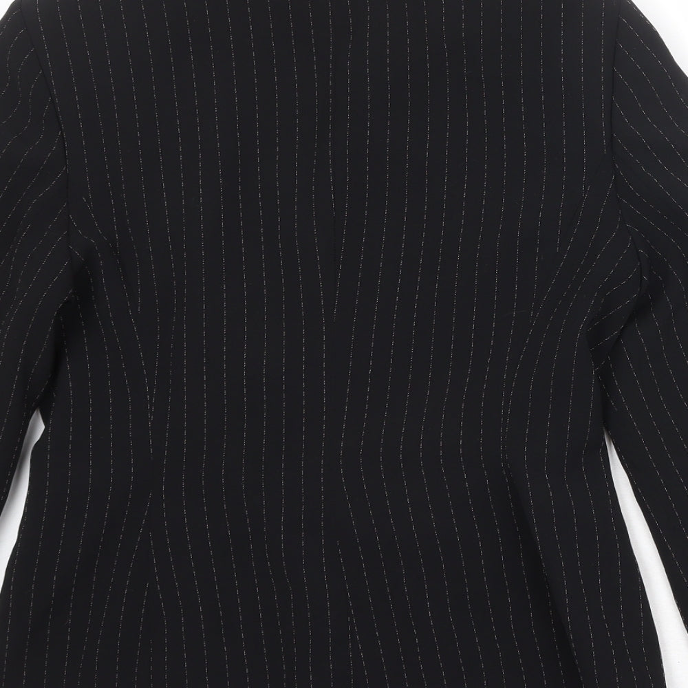 Laura Brook Womens Black Striped Polyester Jacket Blazer Size 12