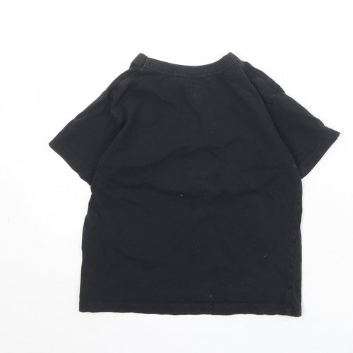 Uniqlo Boys Black 100% Cotton Pullover T-Shirt Size 3-4 Years Round Neck Pullover
