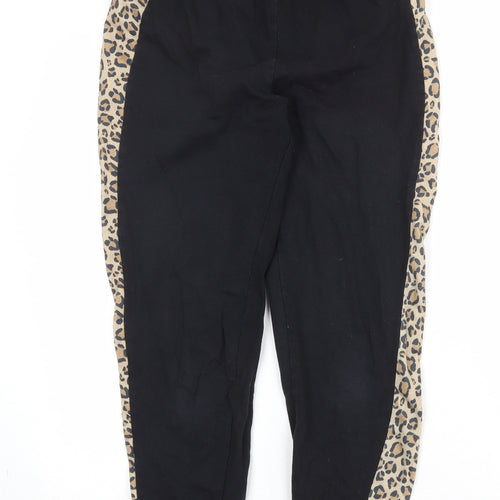 New Look Womens Black Animal Print Cotton Sweatpants Trousers Size S Regular - Leopard Pattern