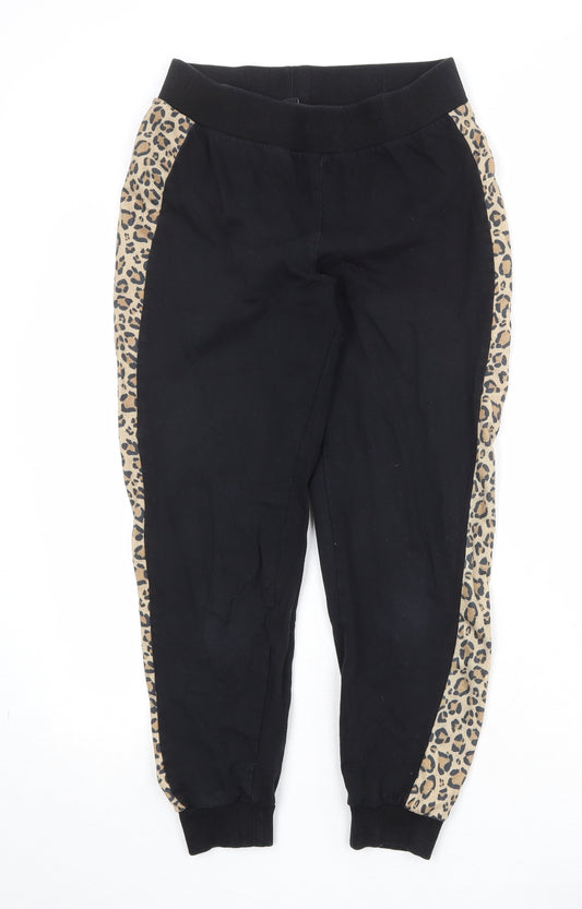New Look Womens Black Animal Print Cotton Sweatpants Trousers Size S Regular - Leopard Pattern