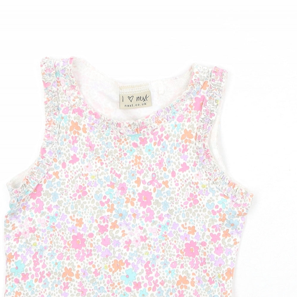 NEXT Girls Multicoloured Floral 100% Cotton Pullover Tank Size 3-4 Years Boat Neck Pullover