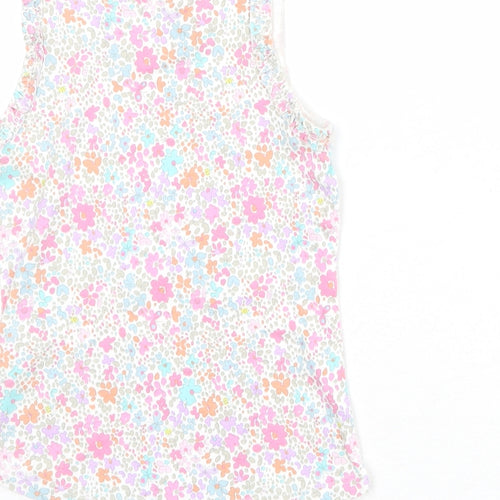 NEXT Girls Multicoloured Floral 100% Cotton Pullover Tank Size 3-4 Years Boat Neck Pullover