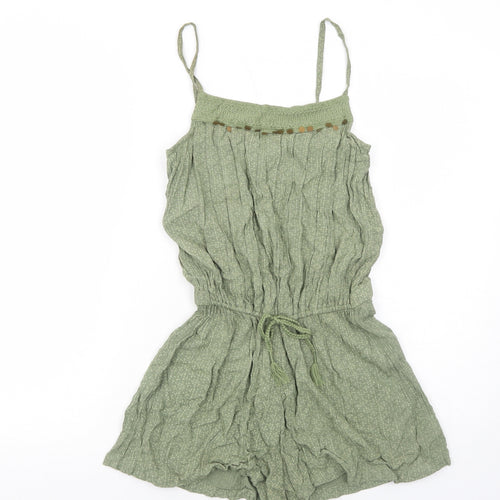 NEXT Girls Green Viscose Playsuit One-Piece Size 12 Years Pullover