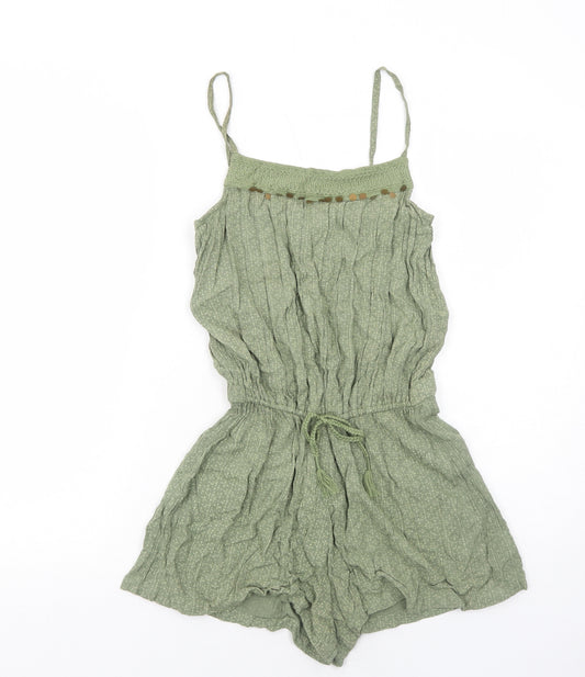 NEXT Girls Green Viscose Playsuit One-Piece Size 12 Years Pullover