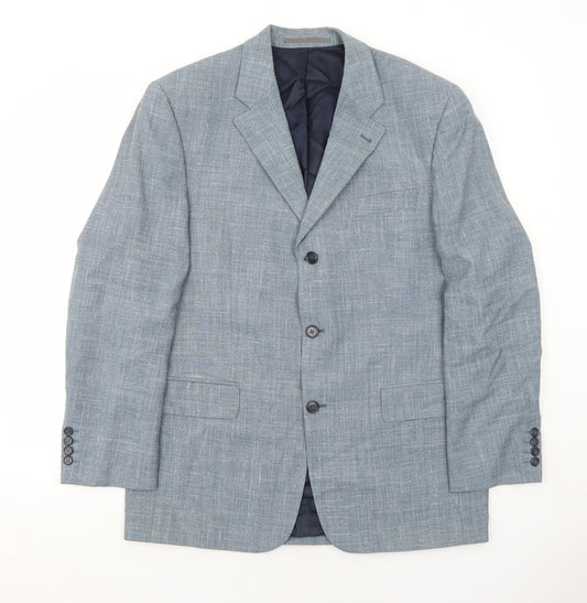 Digel Mens Blue Polyester Jacket Suit Jacket Size 40 Regular
