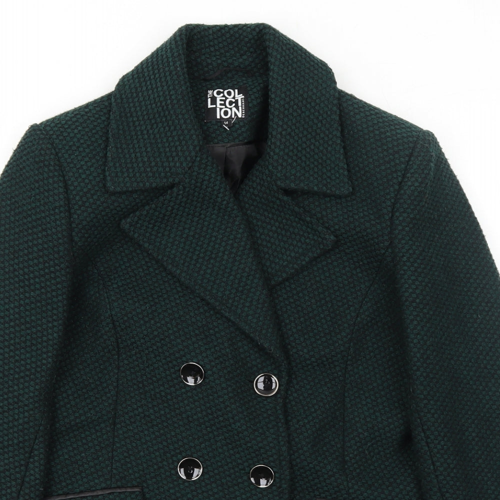 Debenhams Womens Green Geometric Jacket Blazer Size 14 Button