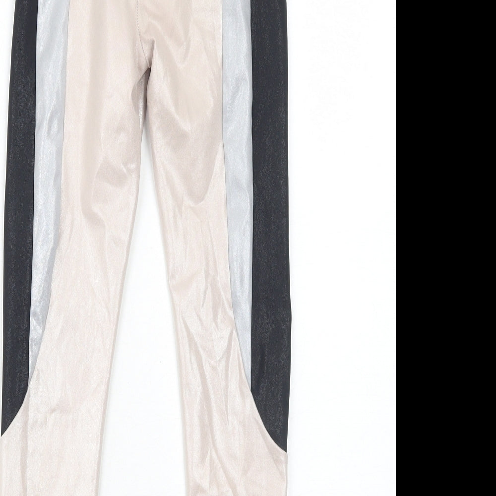 Zara Girls Beige Polyester Jogger Trousers Size 8-9 Years Regular Pullover - Leggings Metallic