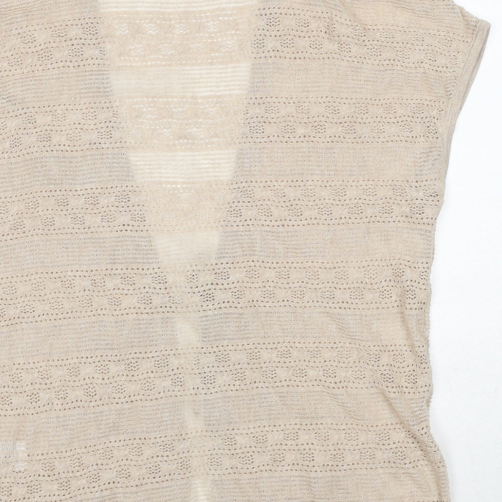 TOM TAILOR Womens Beige V-Neck Cotton Vest Jumper Size M