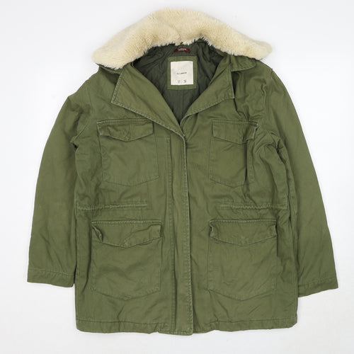 Pull&Bear Womens Green Jacket Size S Zip - Badges Detail