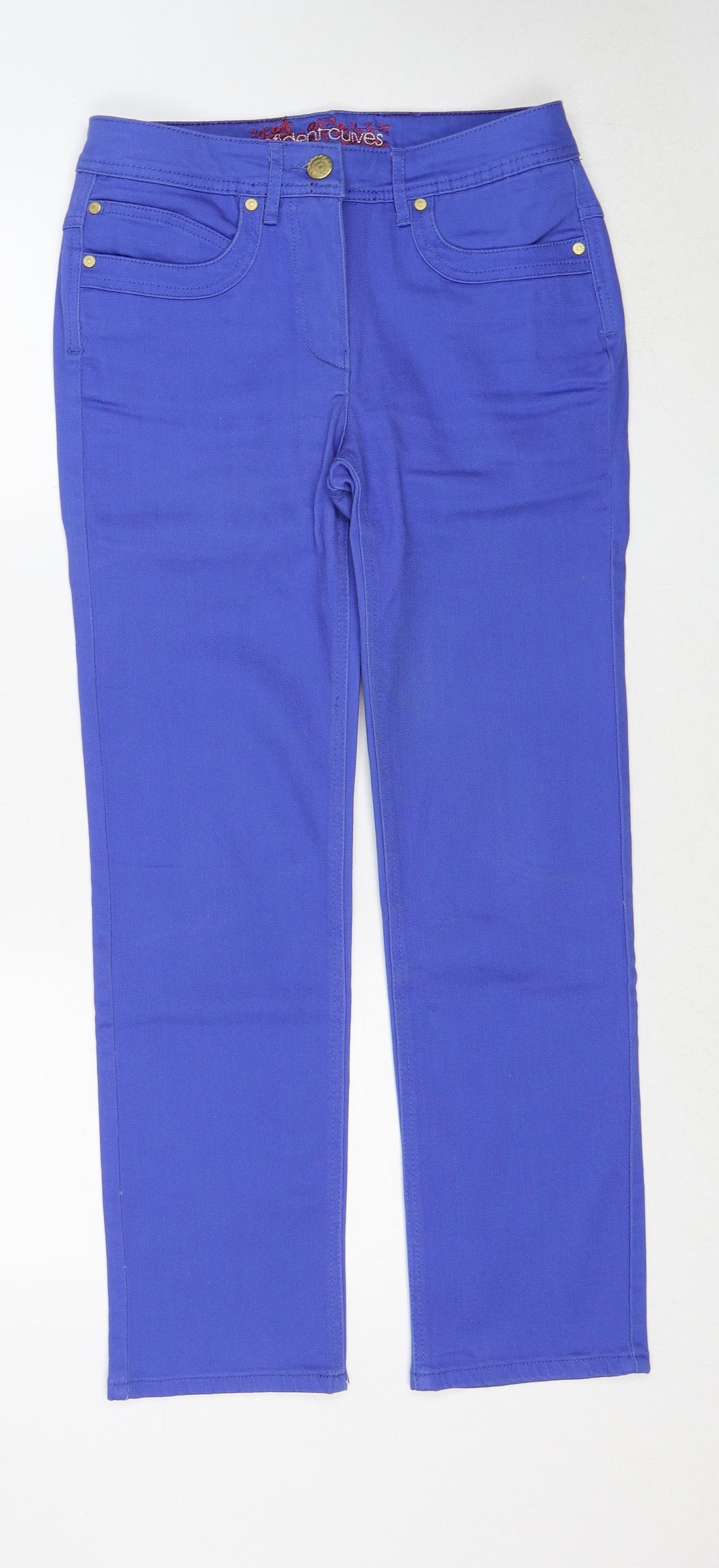 Savoir Womens Blue Cotton Straight Jeans Size 10 Regular Zip