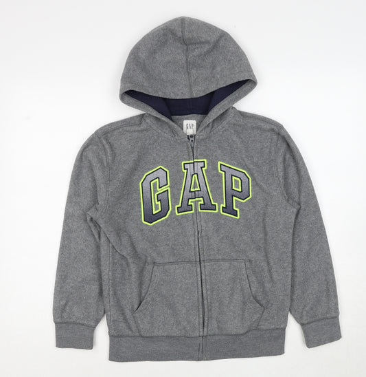 Gap Boys Grey Cotton Full Zip Hoodie Size 10-11 Years Zip