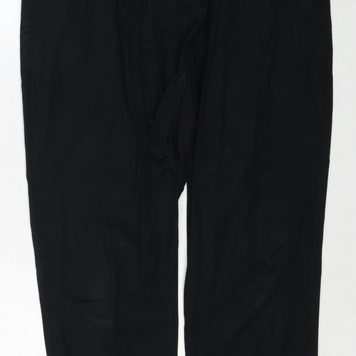 Gap Womens Black Cotton Trousers Size 6 Regular Drawstring