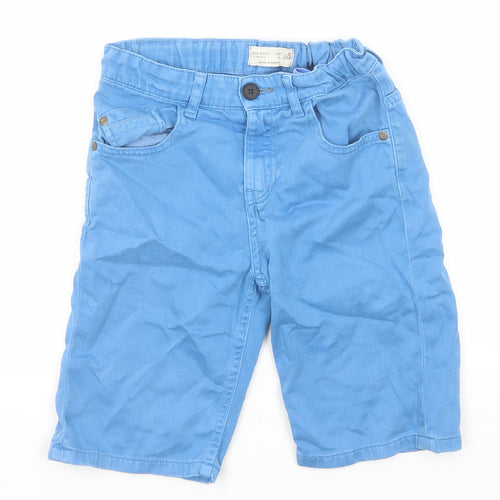 Zara Boys Blue Cotton Chino Shorts Size 8 Years Regular Zip
