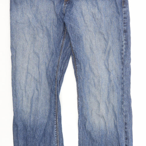 Burton Mens Blue Cotton Bootcut Jeans Size 32 in L30 in Regular Zip