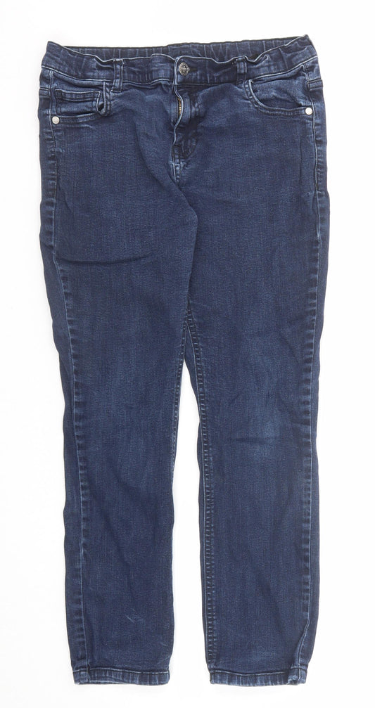 Marks and Spencer Boys Blue Cotton Straight Jeans Size 11-12 Years Regular Zip